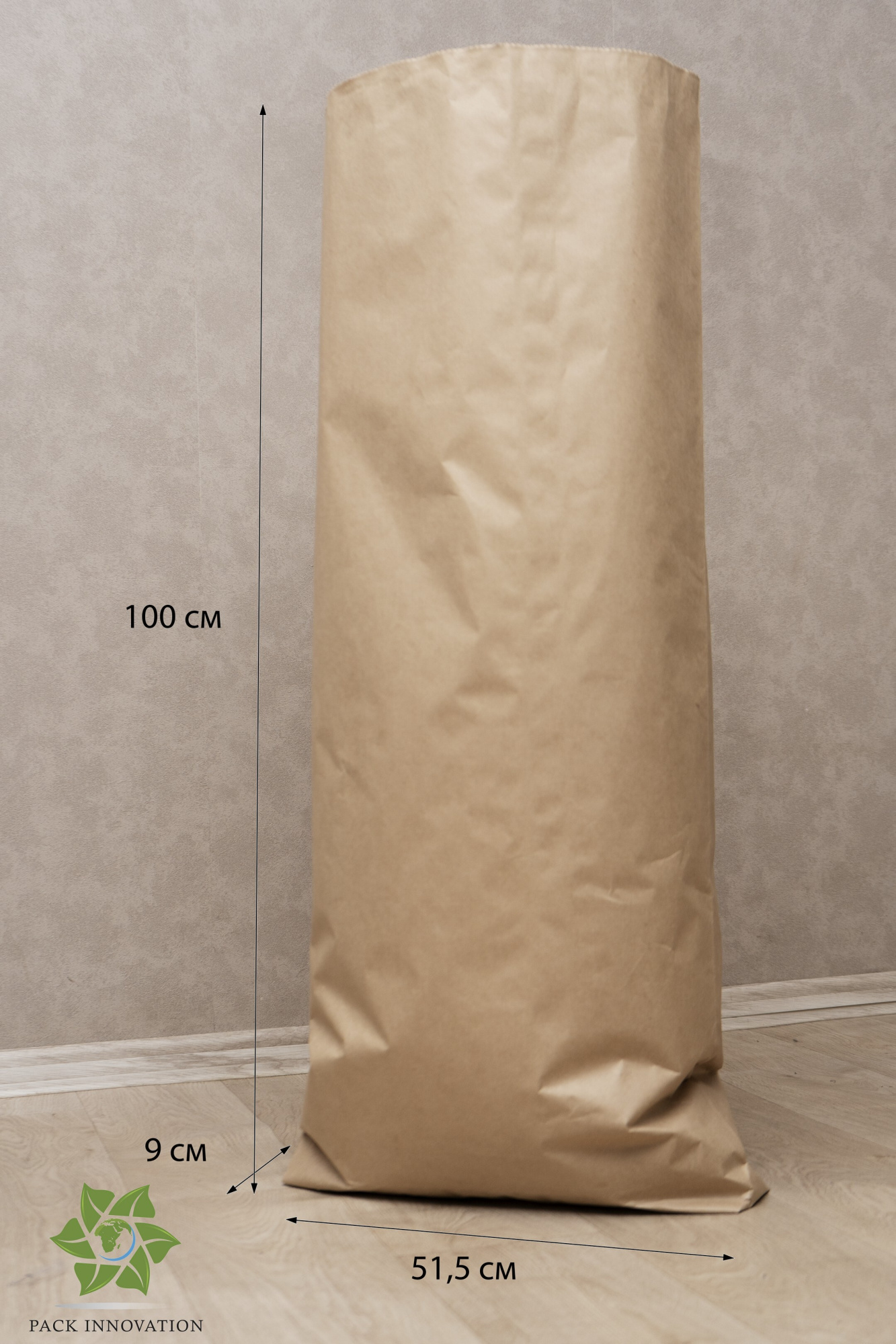 Крафт мешок бумажный трехслойный, с полиэтиленовым вкладышем, размер 100х51,5х9 см, 10 шт