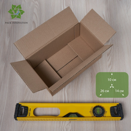 Коробка картонная, 26х14х10 см, объем 3,6 л, 25 шт. (Гофрокороб, 260х140х100 мм )