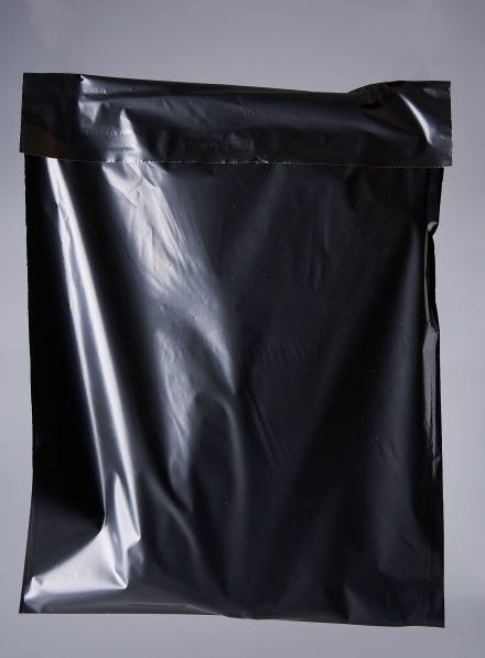 Курьерский пакет, ЧЁРНЫЙ, 240х320+40, без кармана, 50 мкм, 200 шт.