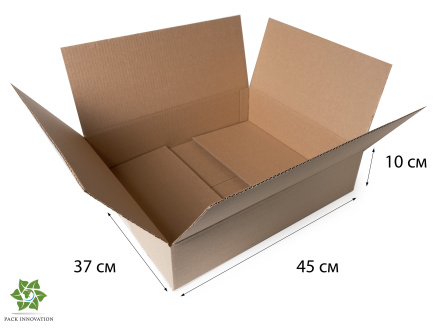 Коробка картонная, 45х37х10 см, объем 16,6 л, 10 шт. (Гофрокороб, 450х370х100 мм )