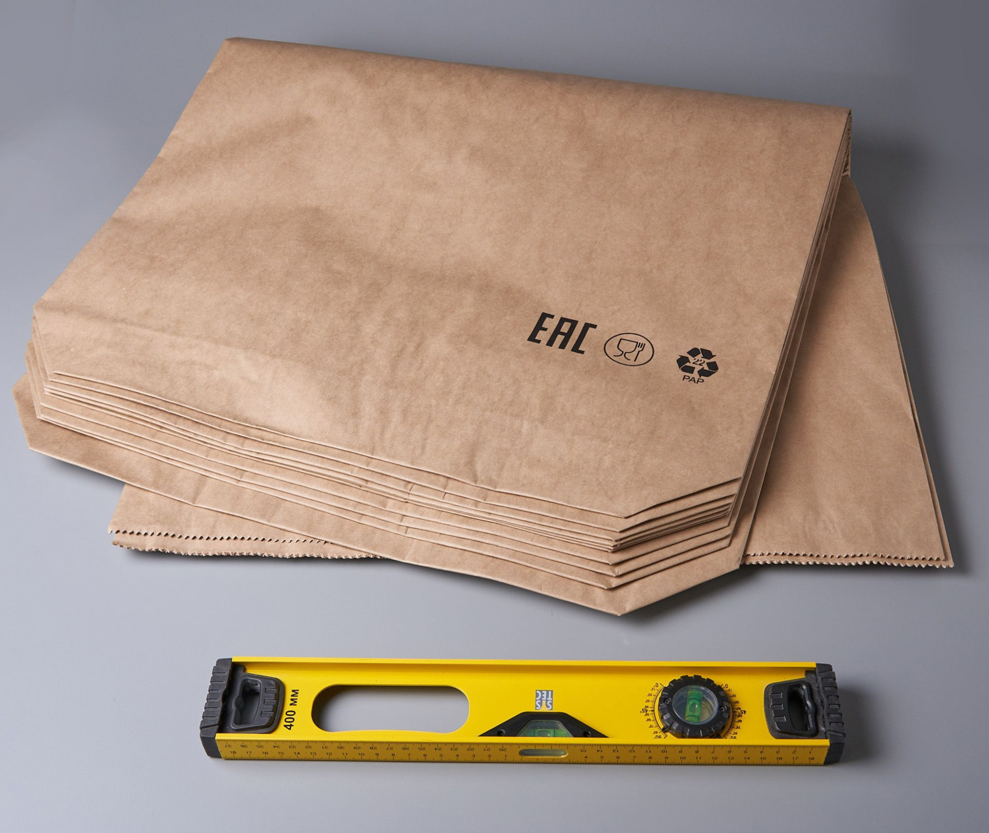 Крафт мешок бумажный трехслойный, размер 110х60х13 см, для сыпучих продуктов, 30 шт.