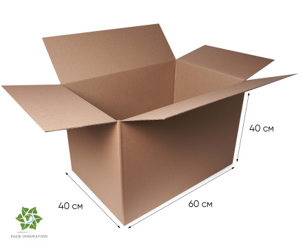 Коробка картонная 60х40х40 см, БЕЗ РУЧЕК, объем 96 л, 3 шт. (Гофрокороб, 600х400х400 мм )