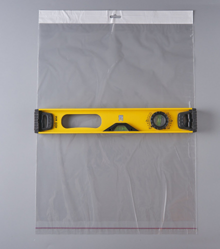 Пакет упаковочный БОПП с клеевым клапаном, 40х50+3 см, с европодвесом 3,5 см, 30 мкм, 1000 шт.