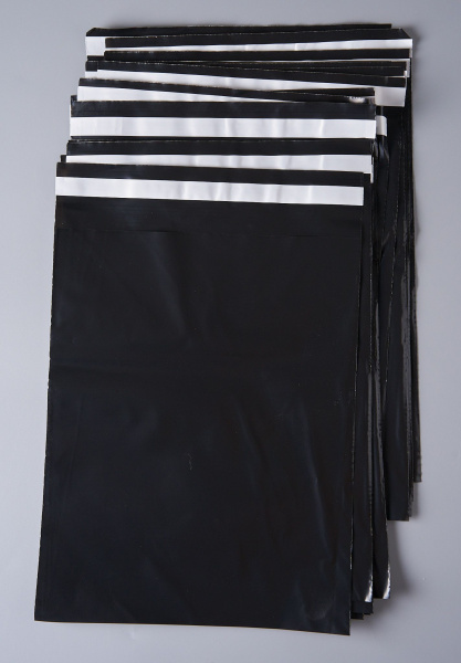 Курьерский пакет, ЧЁРНЫЙ, 190х240+40, без кармана, 50 мкм, 500 шт.