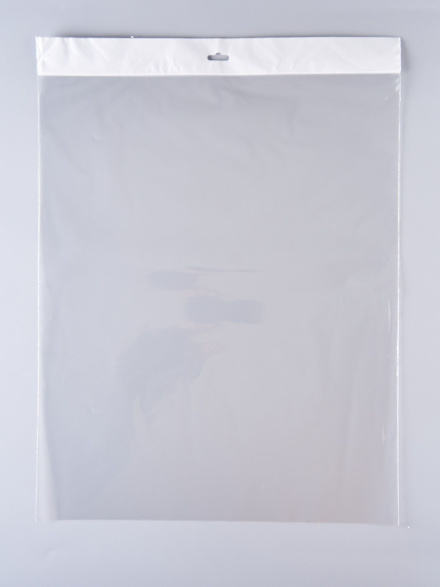 Пакет упаковочный БОПП с клеевым клапаном, 40х50 см, с европодвесом 4 см, ПОД ЗАПАЙКУ ! 30 мкм, 100 шт.