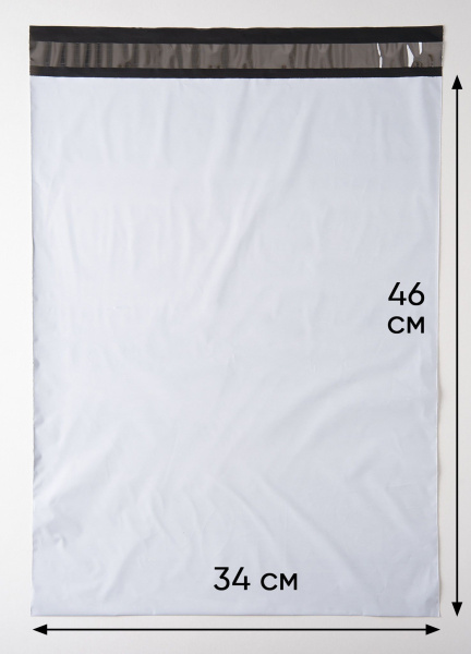 Курьерский пакет (сейф пакет), 340х460+40, с клеевым клапаном, без кармана, 60 мкм, 200 шт.