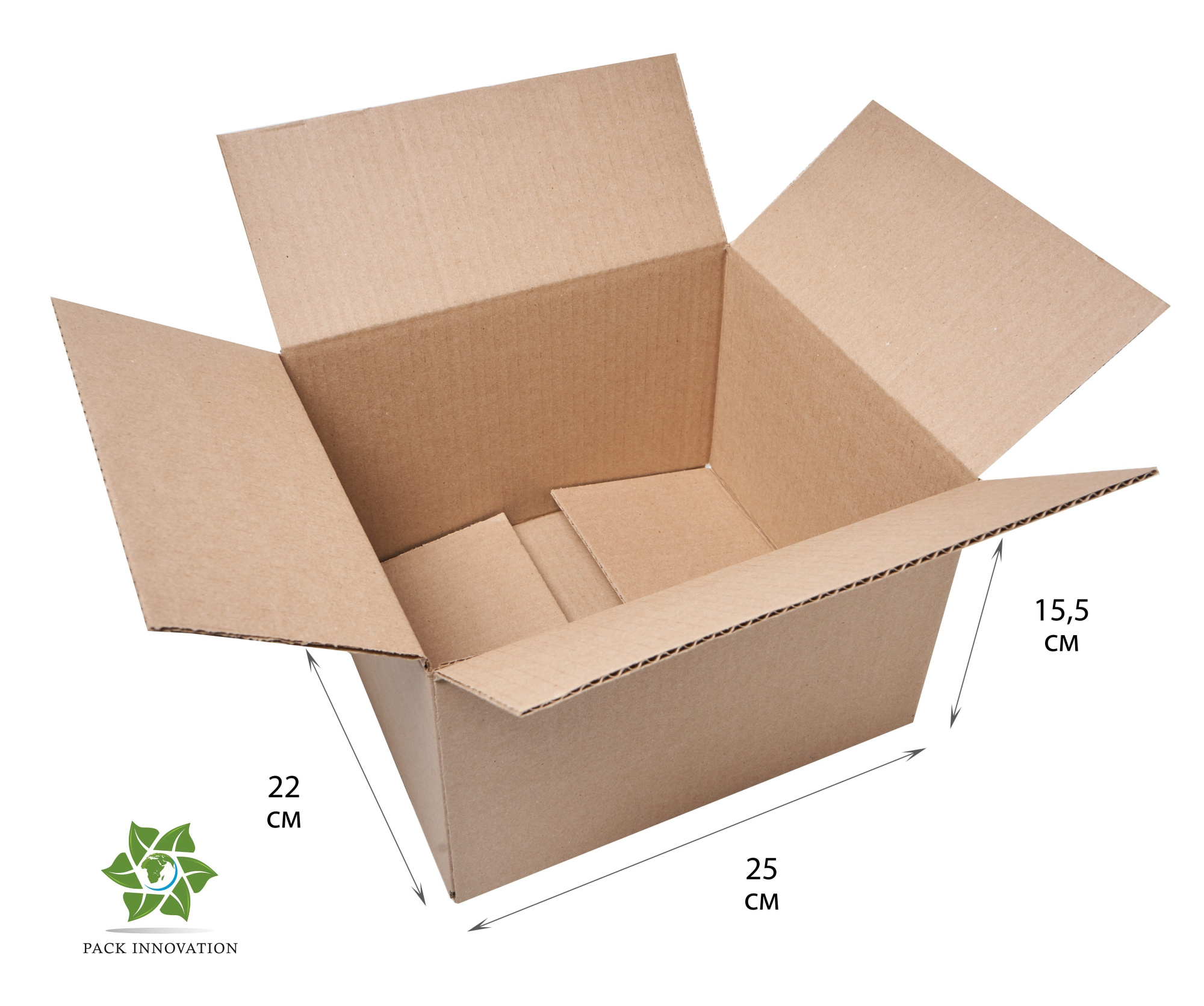 Коробка картонная, 25х22х15,5 см, Объем 8,5 л, 15 шт. (Гофрокороб, 250х220х155 мм )