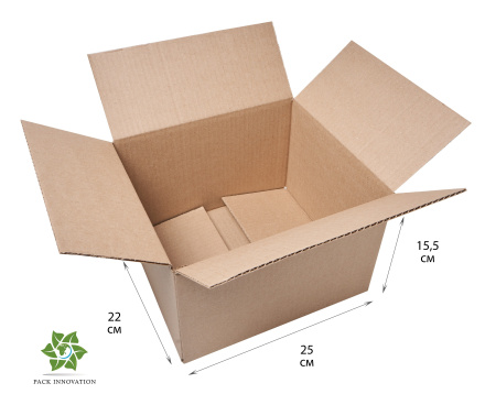 Коробка картонная, 25х22х15,5 см, Объем 8,5 л, 15 шт. (Гофрокороб, 250х220х155 мм )