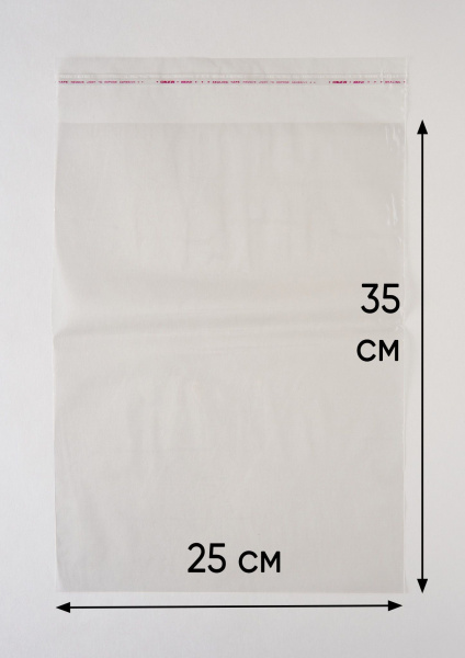 Пакет упаковочный ПП с клеевым клапаном, 25х35+5 см, 25 мкм, 100 шт.