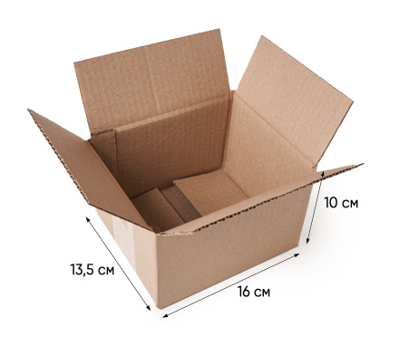 Коробка картонная, 16х13,5х10 см, объем 2,2 л, 25 шт (Гофрокороб, 160х135х100 мм )