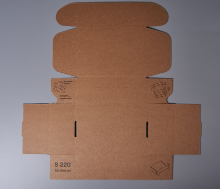 Коробка картонная самосборная, 22х16х8 см, объем 2,8 л, 150 шт, (Гофрокороб 220х160х80 мм, короб самосборный, почтовый).