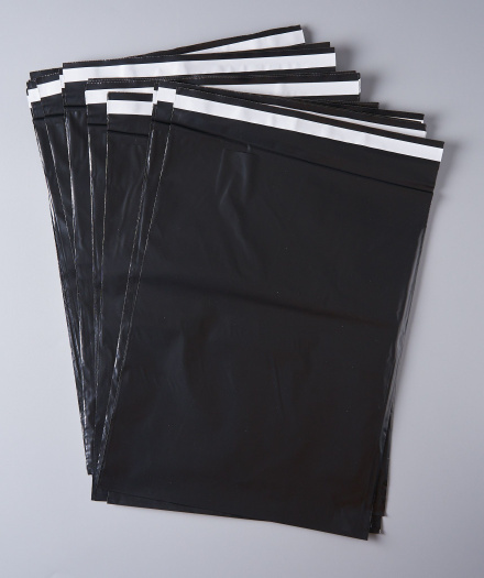 Курьерский пакет, ЧЁРНЫЙ, 240х320+40, без кармана, 50 мкм, 200 шт.