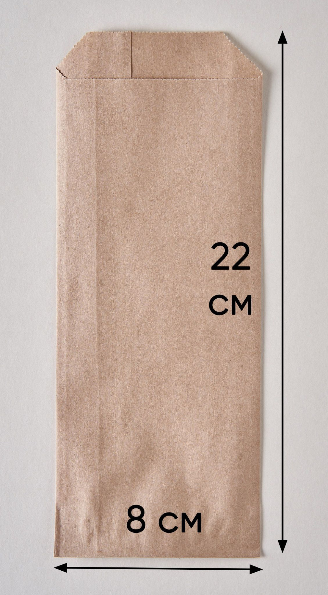 Пакет бумажный крафт коричневый для палочек и столовых приборов 220х80 мм, 100 шт.