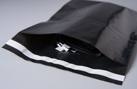 Курьерский пакет, ЧЁРНЫЙ, 190х240+40, без кармана, 50 мкм, 500 шт.