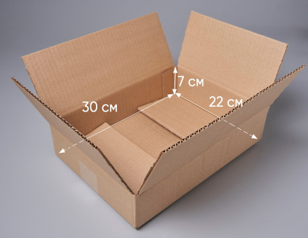 Коробка картонная, 30х22х7 см, объем 4,6 л, 40 шт. (Гофрокороб, 300х220х70 мм )
