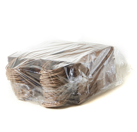 Подарочный крафт пакет под бутылку с кручеными ручками, крафт, размер 14+8х33 см, 100 шт.