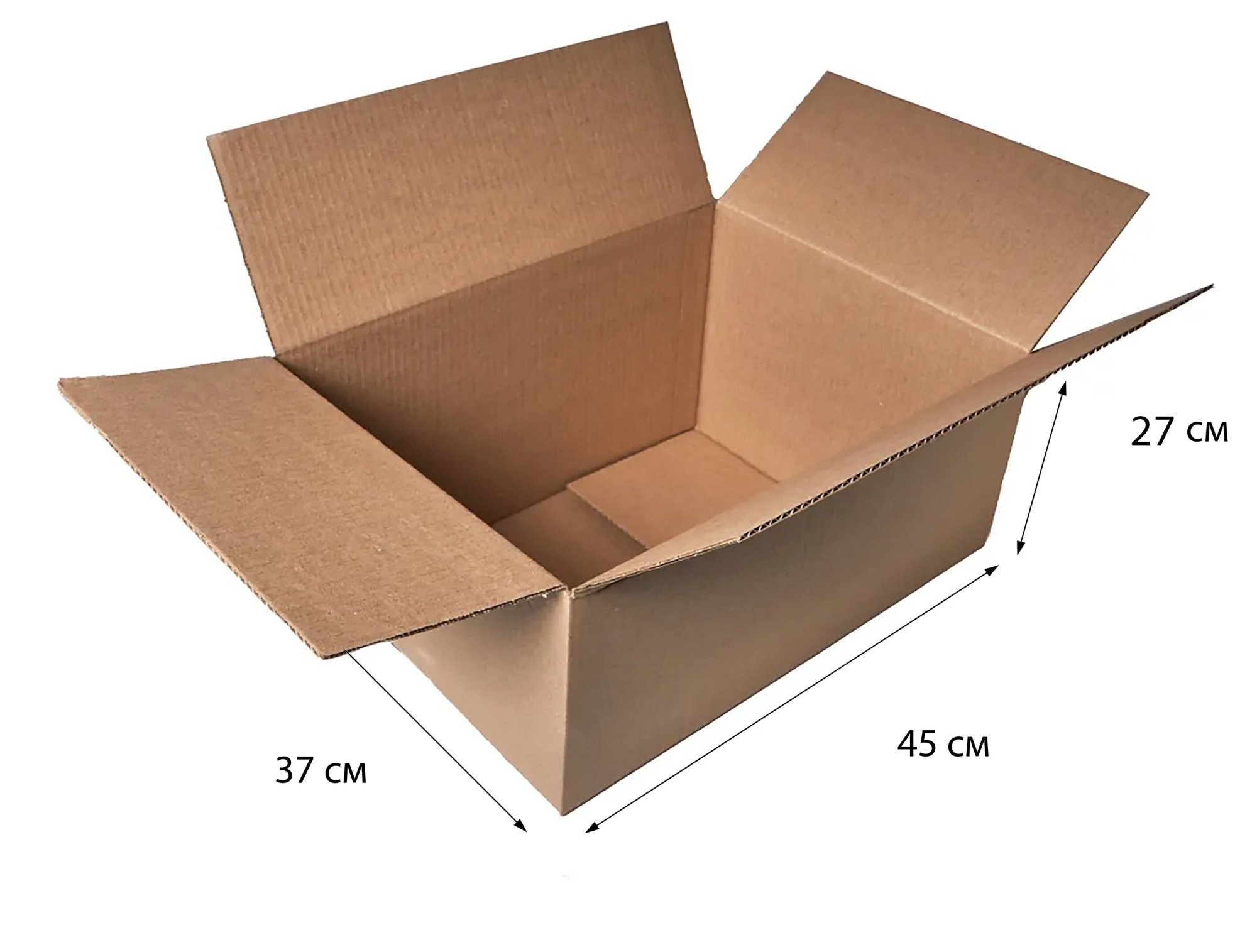 Коробка картонная, 45х37х27 см, объем 45 л, 10 шт. (Гофрокороб, 450х370х270 мм )