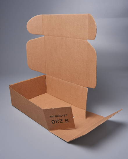 Коробка картонная самосборная, 22х16х8 см, объем 2,8 л, 150 шт, (Гофрокороб 220х160х80 мм, короб самосборный, почтовый).