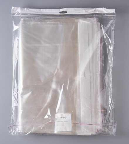 Пакет упаковочный БОПП с клеевым клапаном, 40х50+3 см, с европодвесом 3,5 см, 30 мкм, 1000 шт.