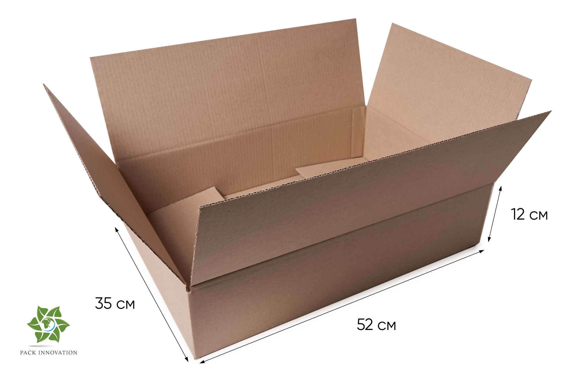 Коробка картонная, 52х35х12 см, объем 21,8 л, 10 шт. (Гофрокороб, 520х350х120 мм )