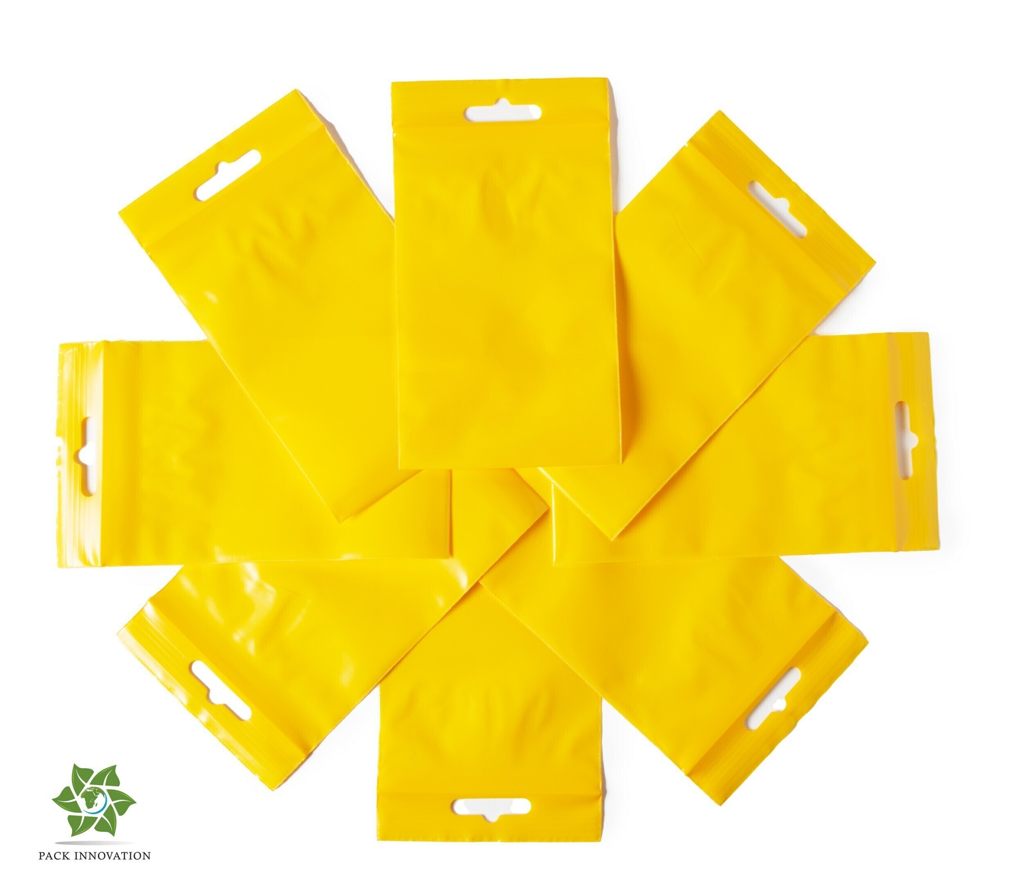Пакет с замком Zip-Lock (Зип лок), 8х12 см, 60 мкм, с европодвесом, сверхпрочный, желтый, 5000 шт.