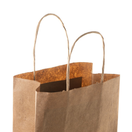 Подарочный крафт пакет под бутылку с кручеными ручками, крафт, размер 14+8х33 см, 100 шт.