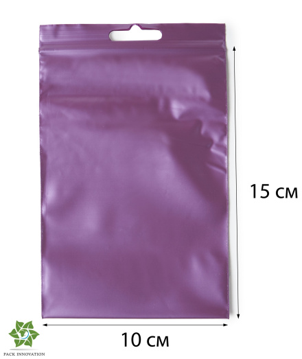 Пакет с замком Zip-Lock (Зип лок), 10х15 см, 60 мкм, с европодвесом, сверхпрочный, вишневый металлик, 300 шт.