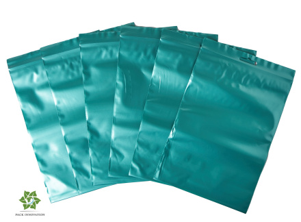 Пакет с замком Zip-Lock (Зип лок), 15х22 см, 60 мкм, с европодвесом, сверхпрочный, зеленый металлик, 300 шт.