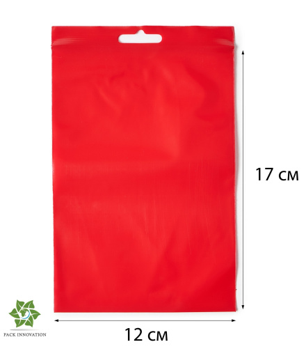 Пакет с замком Zip-Lock (Зип лок), 12х17 см, 60 мкм, с европодвесом, сверхпрочный, красный, 5000 шт.