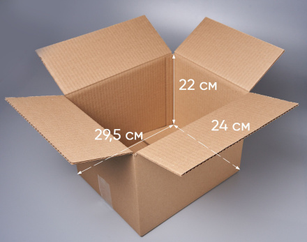 Коробка картонная, 29,5х24х22 см, объем 15,6 л, 25 шт. (Гофрокороб, 295х240х220мм )